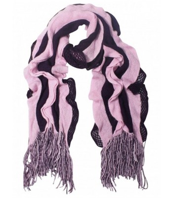 Acrylic Fashion Wavy Ruffle Knitted Tassel Ends Long Scarf Available - Fba - Purple - C6113ZMJSKP