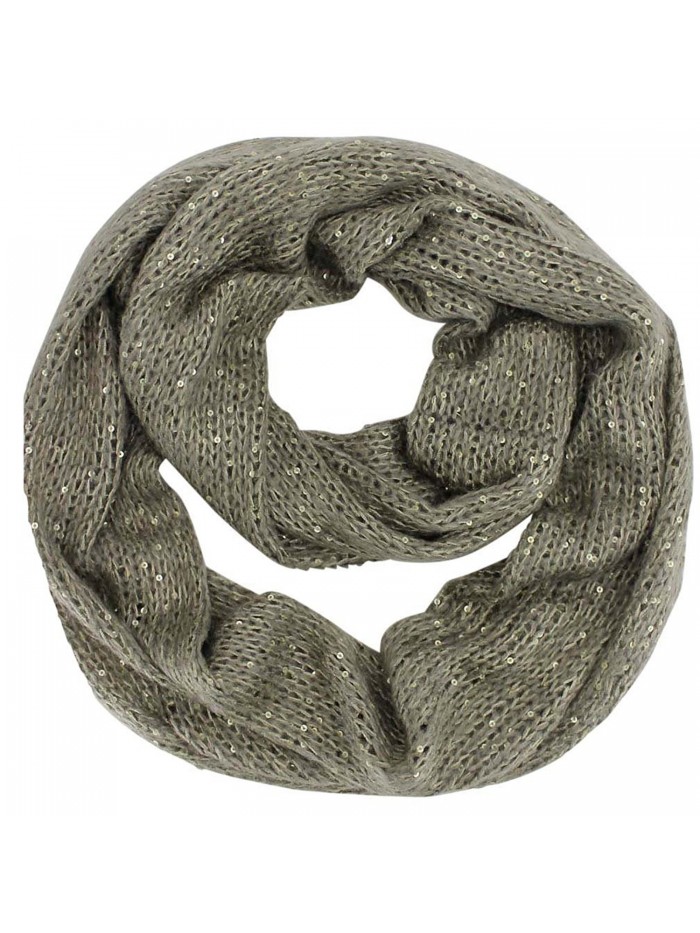Taupe Sequin Specked Knit Infinity Scarf - CQ110C3W8OX