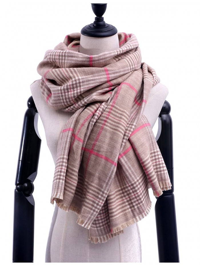 Stylish Plaid Blanket Scarf Fashion Warm Pashmina Scarves Winter Wrap Shawl With Gift Box 79"x27.5" - Beige - CM1872UWM49