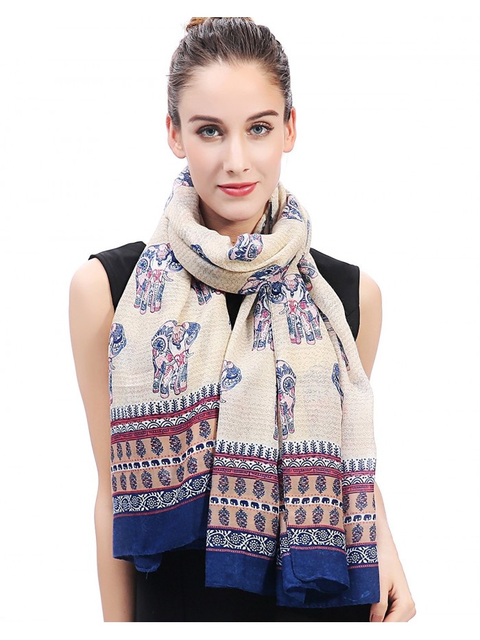 Lina & Lily Elephant Print Women's Long Scarf - CX11SYQ7PVL