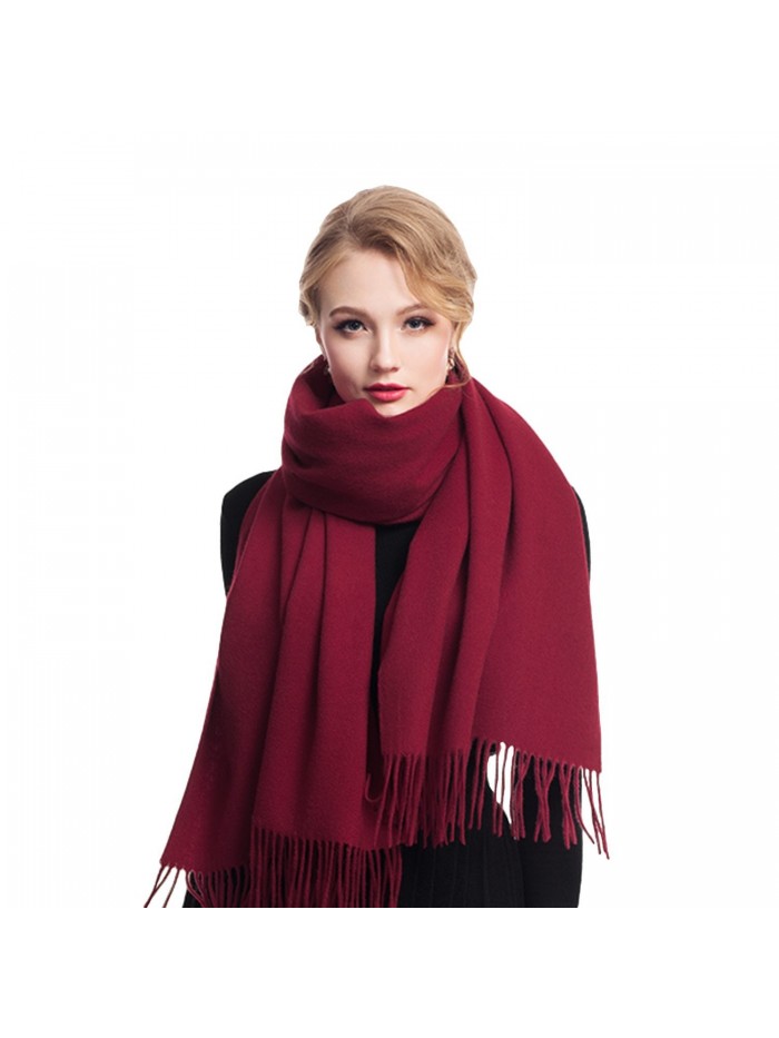 Cashmere Winter Solid Luxurious Shawls - Wine Red - CT1887SOLE7