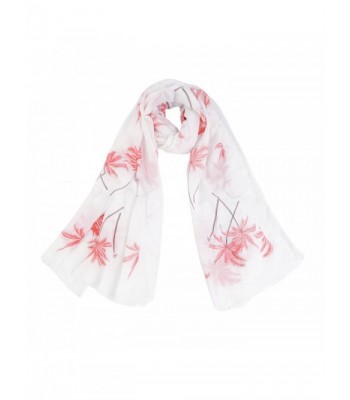 Elegant Tropical Palm Tree Print Frayed End Scarf Wrap - Diff Colors Available - Pink - CF1270V5FXP