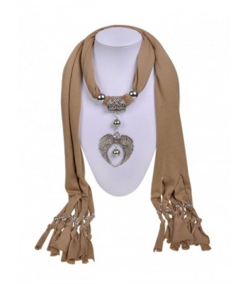 Alloy jewelry pendants necklace angel wings cross jewelry scarf women beaded scarves - Brown4 - CE12G7WH2D9