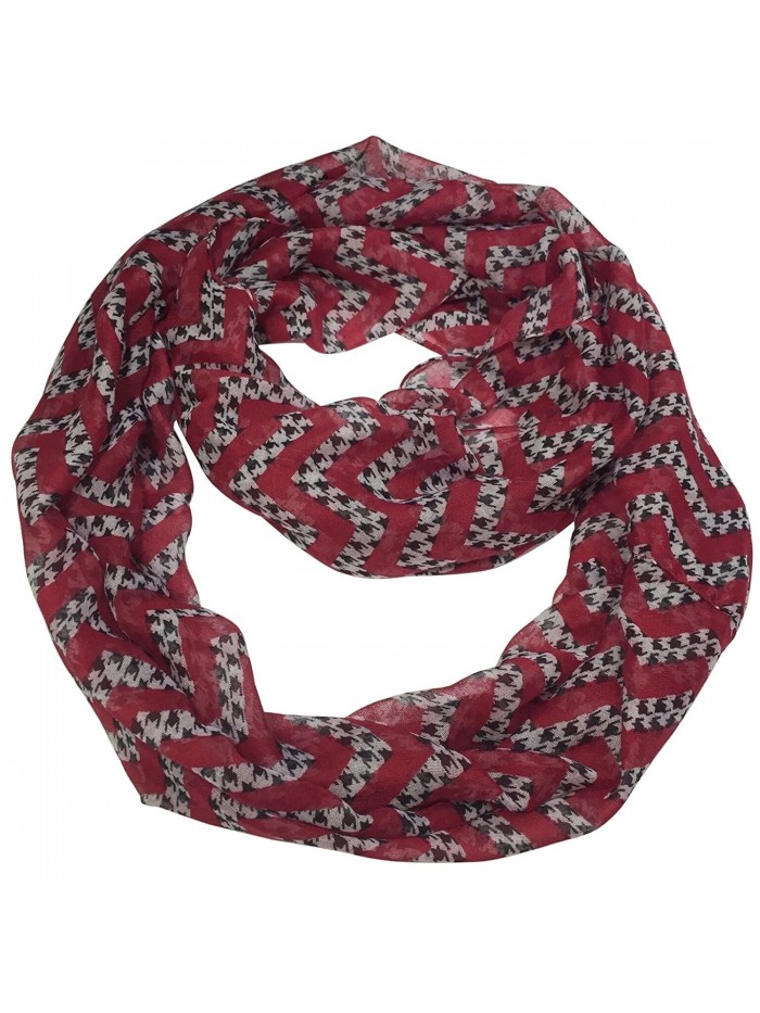 Houndstooth Lightweight Thin Poly Infinity Scarf - Roll Tide Pride - Crimson Red Chevron - CF12N1WQS2S