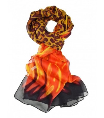 ELEGNA 100% Mulberry Silk Women's Soft Long Printed Scarf Shawl - Leopard - CG182SD2DX4