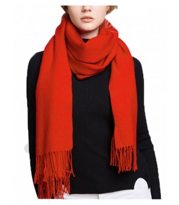 Wander Agio Womens Warm Cashmere Feel Scarf Long Large Couples Scarves Pure Color - Orange - CE187SC078K