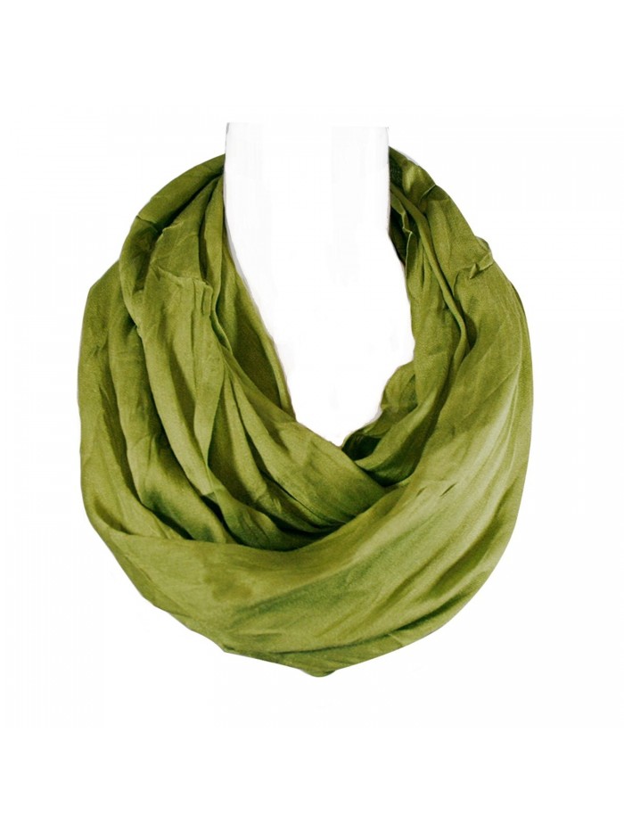 Allydrew Lightweight Silky Soft Infinity Loop Scarf - Olive - C111JQPW4AZ