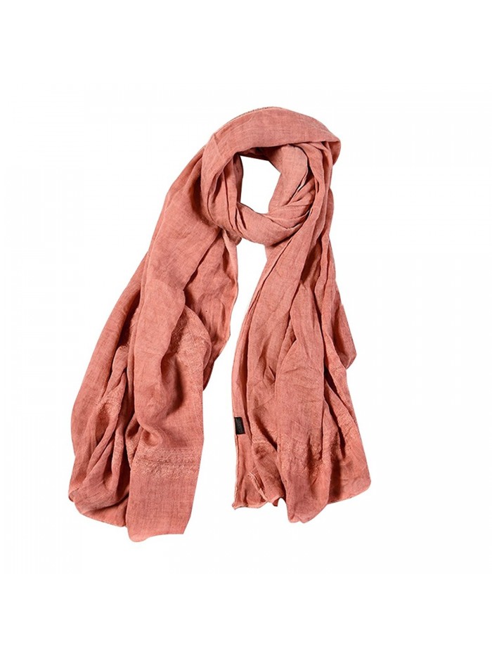 Monique Women Lace Cotton Linen Long Scarf Winter Outdoor Travel Scarves Wraps Shawls - Pink - CO186UEM8SU