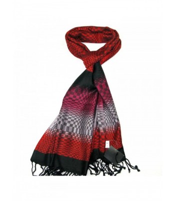 Lovarzi Women Checkered & Lens effect scarf - Colourful ladies pashmina scarves - Red - CW11HK2OTVJ