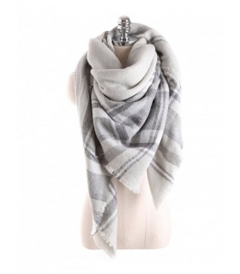 HITOP Women Tartan Scarf Stole Plaid Blanket Checked Scarves Wraps Shawl - Gray - CG12NRMRZWW