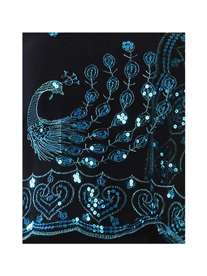 Leslie Li Women's Sequins Sheer Scarf Wrap Shawl Prom Wedding Formal Evening Black/Teal 001 - CJ12NH6Z9N8