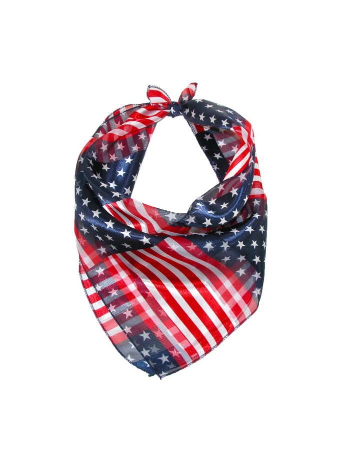 CTM Women's 21 Inch Stars and Stripes American Flag Square Scarf - American Flag - C21236916DD