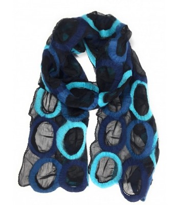 Handmade Felted Merino Wool Silk Long Art Ring Scarf Fair trade - Blue - C8186HHNDEA