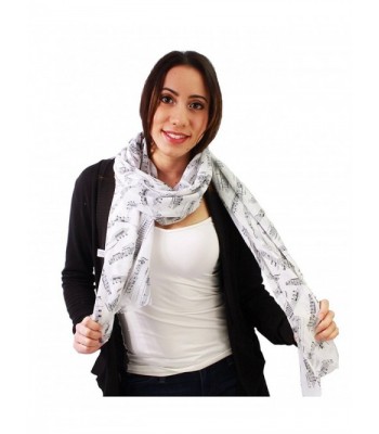 Modadorn Simply Music Note Design Scarf - White - CB11U993PJ7