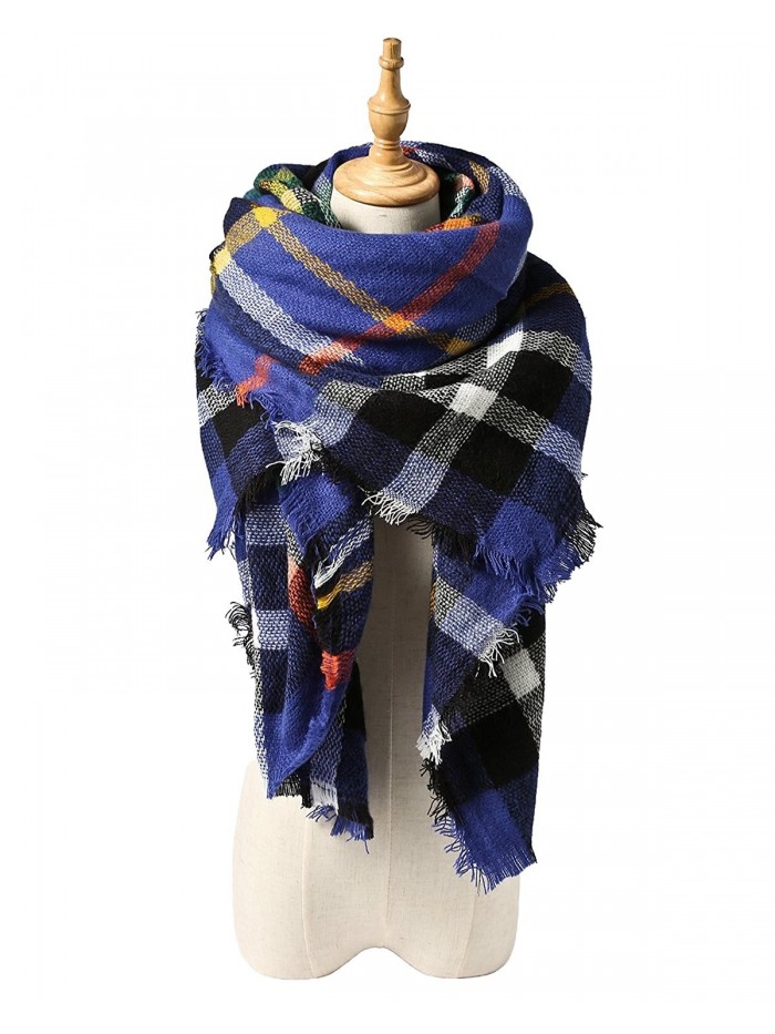 Spring fever Winter Magnetic Knit Tartan Plaid Wrap Cashmere Feel Large Lightweight Scarf for Women - A08 - CF12LA9OGX7