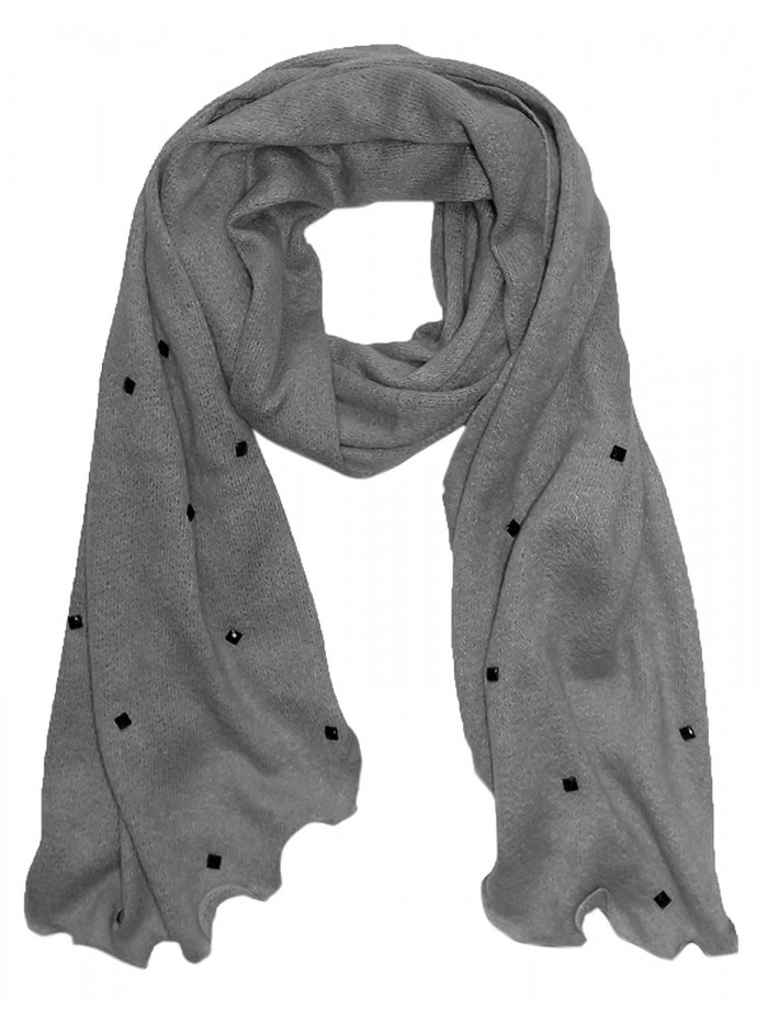 Peach Couture Cashmere Feel Gorgeous Vintage Inspired Stylish Scarf - Grey - CN11GLZCF3Z