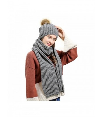 Jelinda Women's Autumn Winter Warm Knitted Hat and Scarf Set - Style 2 - Grey - CD186O5TO6A