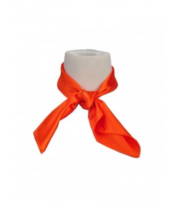 Women's Fashion Soft Satin Square Scarf Set Head Neck Multiuse Solid Colors Available - Orange - C012IOA9QPD