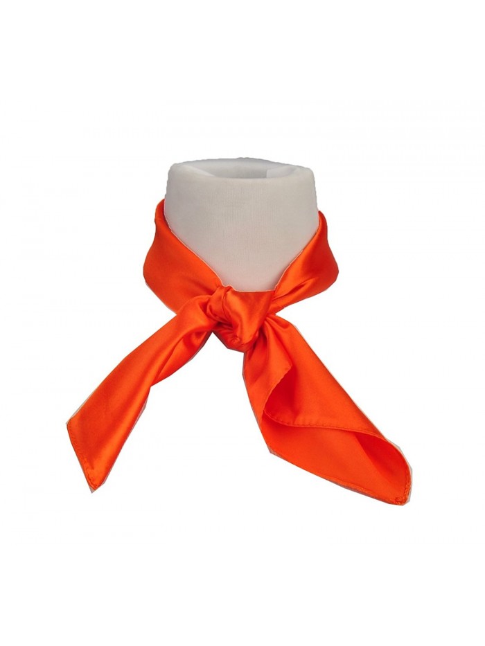 Women's Fashion Soft Satin Square Scarf Set Head Neck Multiuse Solid Colors Available - Orange - C012IOA9QPD