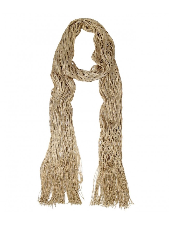 Modadorn Metallic Netted wrap- shawl Scarf Women's fashion- clothing & accessories - Gold - CV1105KC2YJ