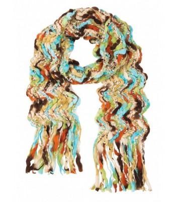 Women's Colorful Open Weave Scarf - Chunky Handcrafted Fringe Wrap - C2187UEOQRX