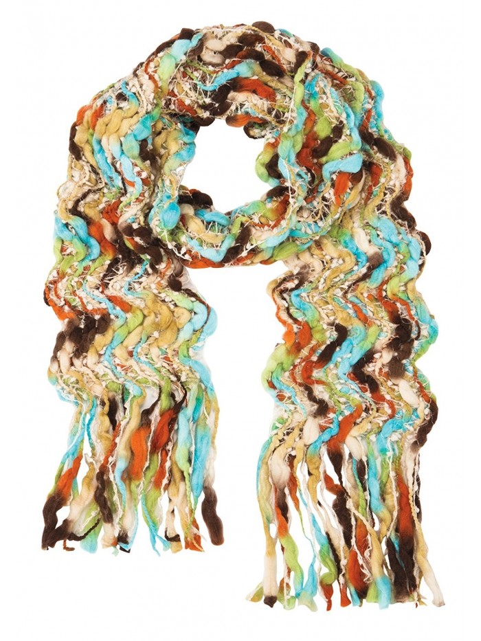 Women's Colorful Open Weave Scarf - Chunky Handcrafted Fringe Wrap - C2187UEOQRX