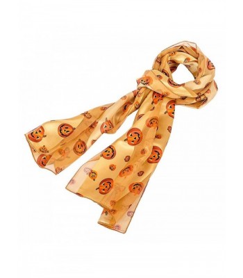 Pumpkin Pattern Scarf for Halloween or Fall - Orange Gold - CM11CTF4E3F