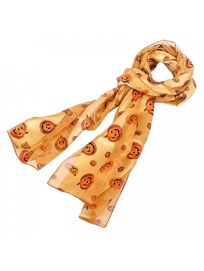 Pumpkin Pattern Scarf for Halloween or Fall - Orange Gold - CM11CTF4E3F