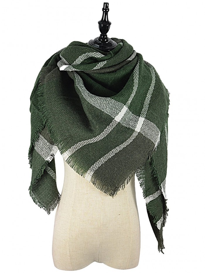 Tartan Scarves Stylish Blockcolor Casual - white green - CY186T2LREW