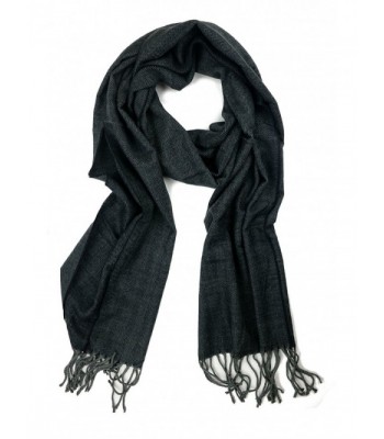 Plum Feathers Super Soft Luxurious Cashmere Feel Winter Scarf - Black/Gray Herringbone - CK12N22Z312