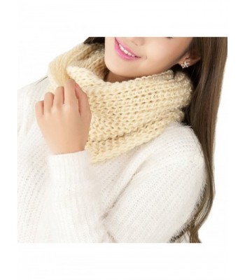 Easy Lifestyles Women's Fashion Autunm Winter Warm Thick Wool Knitted Scarf Collar Shawl (Beige) - C2127R5X37J