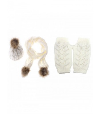 Jelinda Women Girls Knitted Beanie Hat Scarf Gloves Warm Autumn Winter Thermal Set - White - C712MZZF9O8