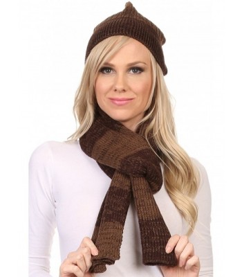 Sakkas Robin Unisex Ribbed Knit Heather Beanie Hat And Scarf Set - Brown - CU1276OYXW5