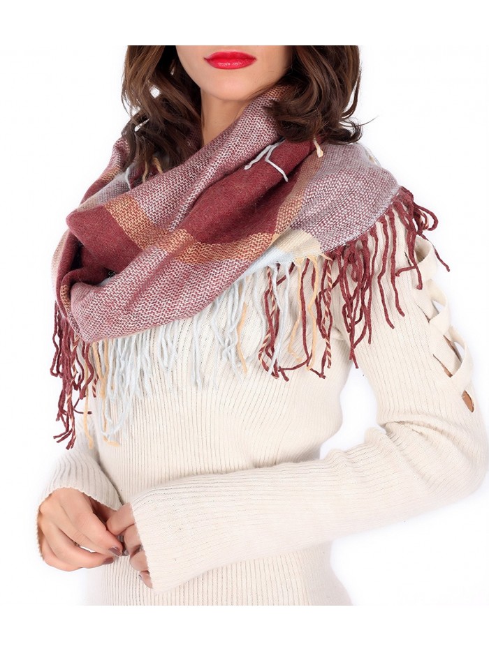 SOFT GRIP Women Men Infinity Scarf Stylish Soft Warm Cashmere Feel Fall Winter - Brown & Teal - CY1879LOX7Y