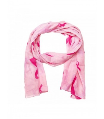 Falari Women's Pink Ribbon Breast Cancer Symbol Scarf - Pink Scarf - C6184W73ZDH