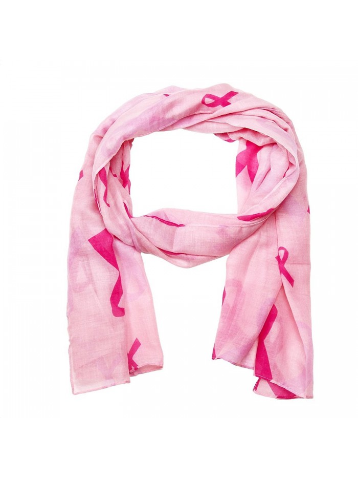 Falari Women's Pink Ribbon Breast Cancer Symbol Scarf - Pink Scarf - C6184W73ZDH