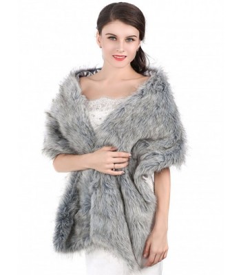 Jovono Women's Wedding Bridal Fur Shawl Wrap for Women and girls - Gray - CN186O9UKXI