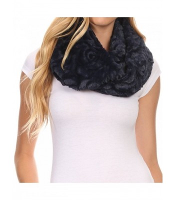 Sakkas Mellah Long Wide Soft Fuzzy Furry Fur Infinity Fall Winter Wrap Scarf - Navy - CL12HHVK597