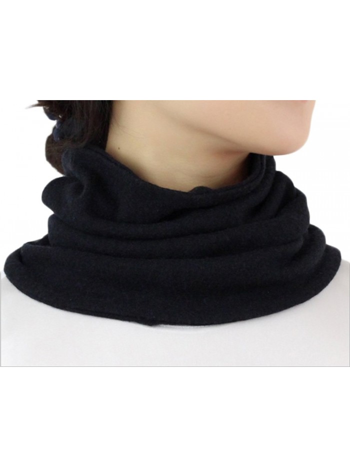 Women Silk Cashmere Neck Gaiter Autumn Winter Warmth Knitted Neck Scarf - Black - CM12N868ZTK