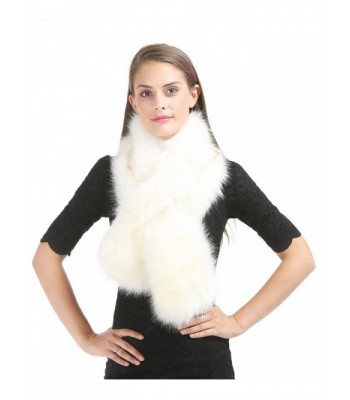 Saferin Women's Winter Faux Fake Fur Straight Scarf Wrap Collar Shawl Shrug - White - CW185SHD83Q