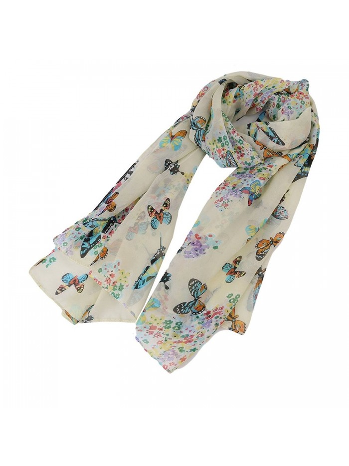 HENGSONG Women Butterfly Scarf Lady Chiffon Print Neck Shawl Scarves Wrap Stole - CF12N25ERL4