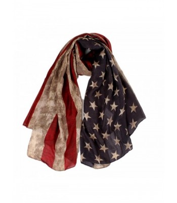 Deamyth Women Long Soft USA Flag Printed Voile Scarf Lady Wraps Shawl Headscarf - Khaki - CK12N0CCS57