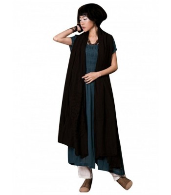 Yesno O159 Women Large Scarves Wraps Poncho Shawl for Dress Casual Embroidery 100% Cotton - CP12O87C6I8