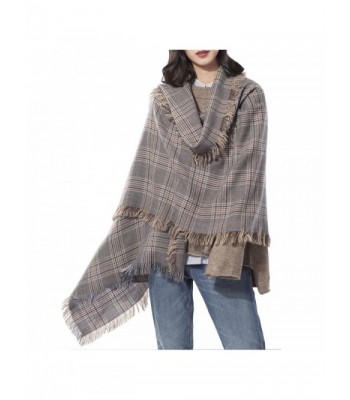 Women's Fashion Wool Plaid Blanket Scarf Big Scarves Warm Large wrap shawl(4 Colors) - Camel - C7187MYX9EU