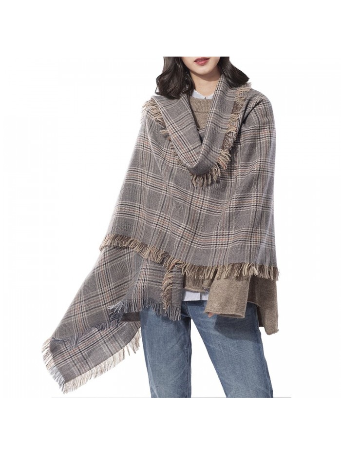 Women's Fashion Wool Plaid Blanket Scarf Big Scarves Warm Large wrap shawl(4 Colors) - Camel - C7187MYX9EU