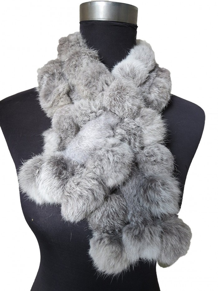 Real Rabbit Fur Scarf Warm Protect the Cervical Spine - Natural Gray - CJ185QX0O9Q