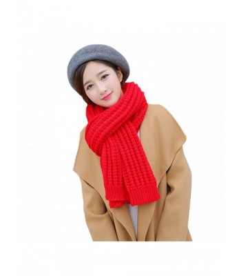 Solid Color Knitted Ladies Scarf Shawl Thick Long Section - Big Red - CS1860GKESI