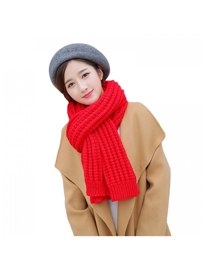 Solid Color Knitted Ladies Scarf Shawl Thick Long Section - Big Red - CS1860GKESI