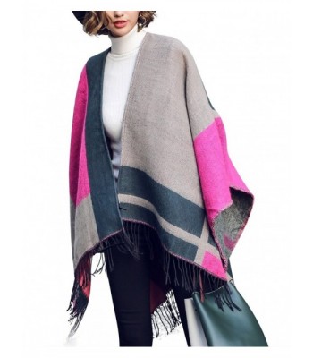 Moxeay Unisex Blanket Oversized Scarf Wrap Shawl Plaid Cozy Checked Pashmina - 1758-rose Red - CL12NDZTOLI