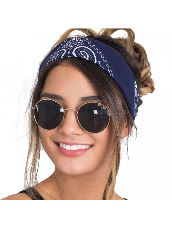 TAORE Women Fashion Bandana Headwear Scarf Square Head Scarf - Navy - CY12LAAZ3ZZ